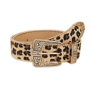 Women's Leopard Pu-leather-belt - Fashion Waist Belt With Chic Metal Buckle😉